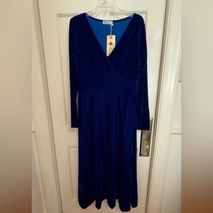 Royal Blue Velvet Dress, Size 3X